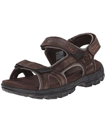 Skechers Gander Alex Leather Relaxed Fit Flat Sandals - Brown