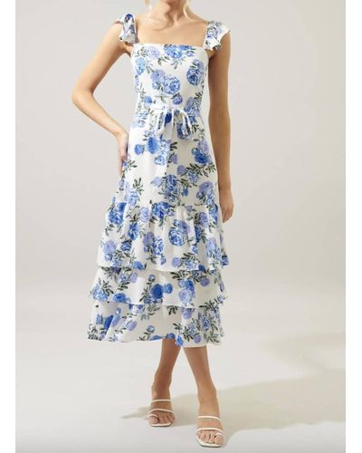 Sugarlips Truth Be Told Tiered Midi Dress - Blue