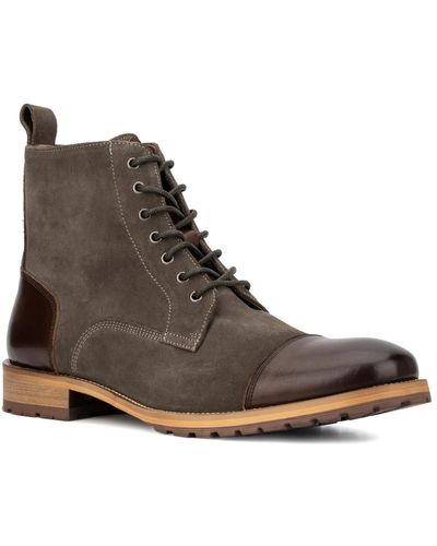 Vintage Foundry Seth Suede Toe Cap Combat & Lace-up Boots - Brown
