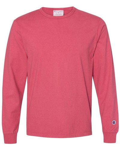 Champion Garment-dyed Long Sleeve T-shirt - Pink
