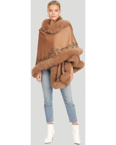 Gorski Embroidered Wool And Cashmere Cape - Brown