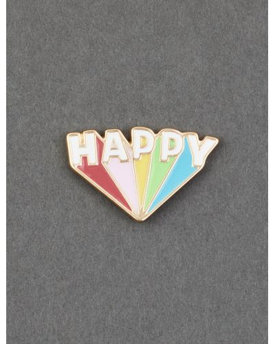 Lucky Brand Happy Rainbow Enamel Pin - Gray