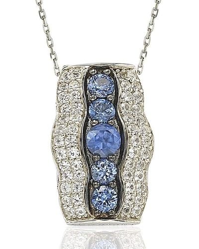 Suzy Levian Sterling Silver Sapphire And Diamond Accent Pendant - Blue