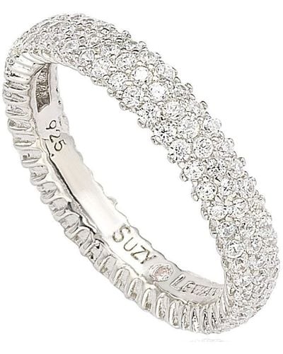 Suzy Levian Sterling Silver Micro-pave Cubic Zirconia Eternity Band - White