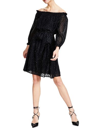 BarIII Metallic Knee Cocktail And Party Dress - Black