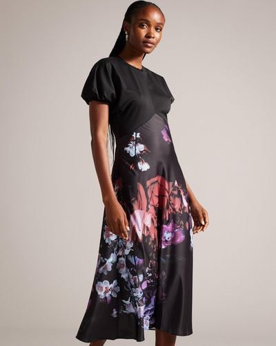 Ted Baker Wmd-rowana-fitted Knit Bodice Dress With Ruffle Skirt - Multicolor