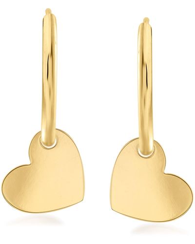 Ross-Simons Italian 14kt Gold Endless Hoop Earrings With Removable Heart Charms - Yellow