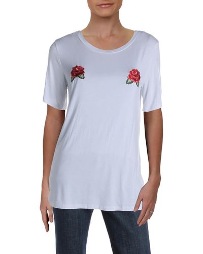 Honey Punch Embroidered Short Sleeves T-shirt - White