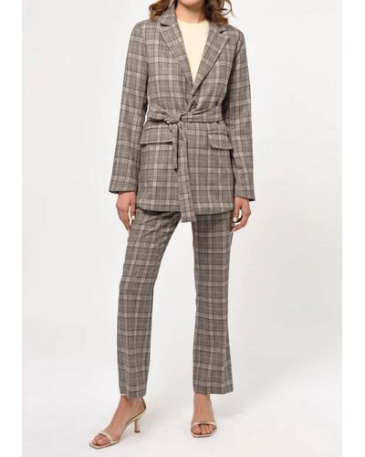 Greylin Indala Check Trouser In Brown - Natural