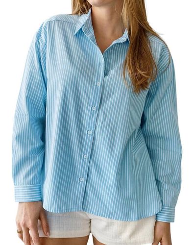 WILD PONY Striped Button Up Shirt - Blue