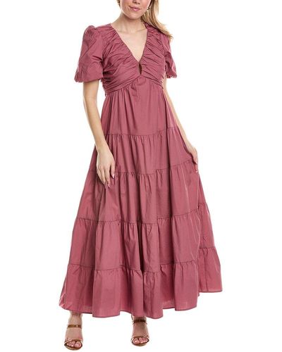 Charles Henry Ruched Tiered Mini Dress