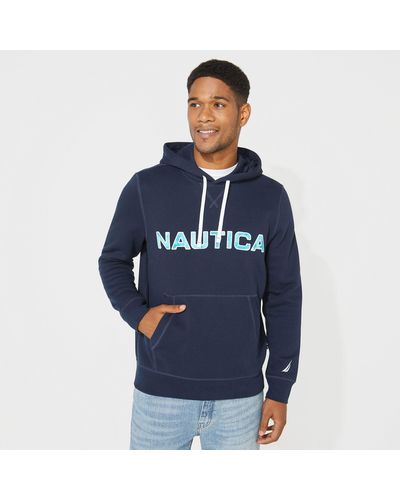 Nautica Big & Tall Logo Pullover Hoodie - Blue