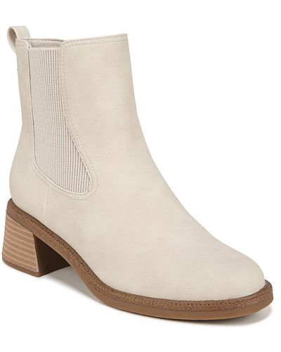 Dr. Scholls Redux Faux Leather Stack Heel Ankle Boots - Natural