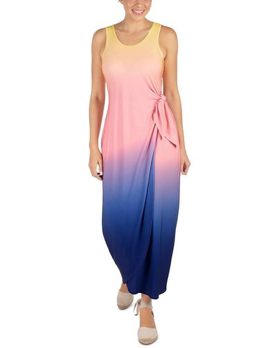 Signature By Robbie Bee Ombre Mid-calf Midi Dress - Blue