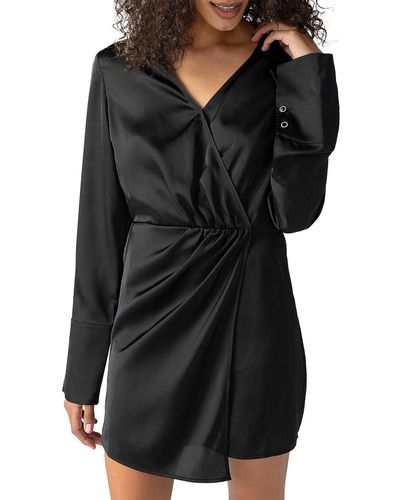 Sanctuary Mini V-neck Wrap Dress - Black