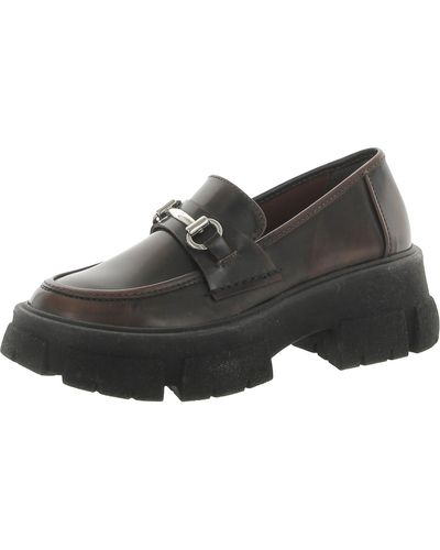 Steve Madden Trifecta Patent Flatform Fashion Loafers - Black