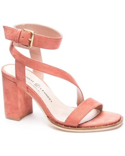Chinese Laundry Simi Faux Suede Strappy Heels - Pink