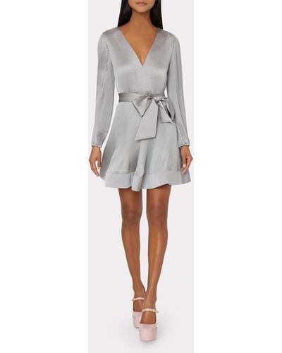 MILLY Liv Solid Pleat Dress - Gray