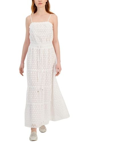 INC Cotton Eyelet Midi Dress - White