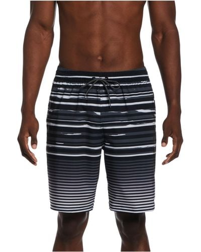 Nike Striped Polyester Swim Trunks - Blue