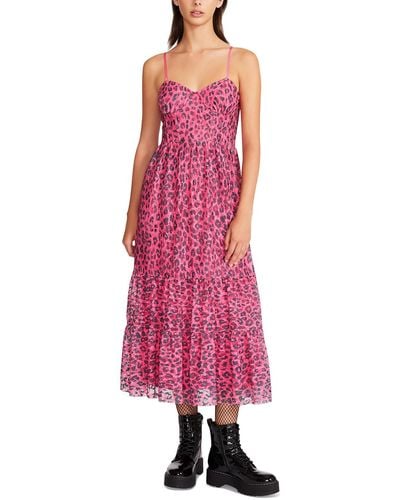 Betsey Johnson Tiered Lace Overlay Midi Dress - Pink