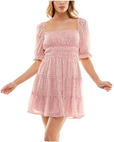 Trixxi Juniors Daytime Short Mini Dress - Pink