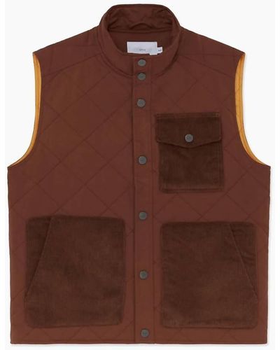 Onia Quilted Twill Vest - Brown