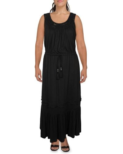 Lauren by Ralph Lauren Crochet Tiered Maxi Dress - Black