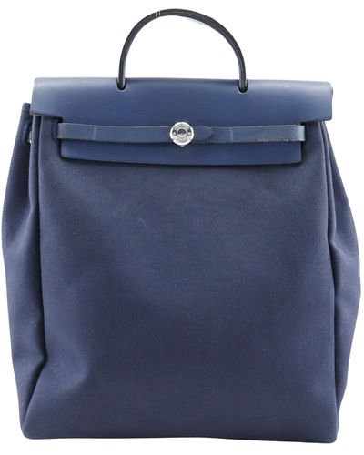 Hermès Herbag Canvas Backpack Bag (pre-owned) - Blue