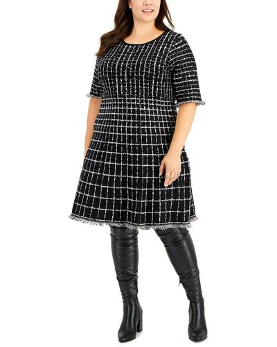 Taylor Plus Pattern Knee Sweaterdress - Black