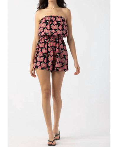 Tiare Hawaii Saka Romper In Poipu Black - Red