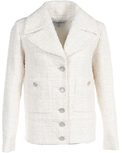 Chanel Jacket Tweed Cotton Wool Off22ss - White