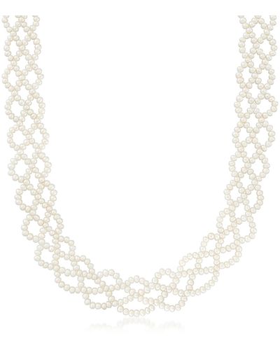 Ross-Simons 3-3.5mm Cultured Pearl Lace-style Necklace - Metallic
