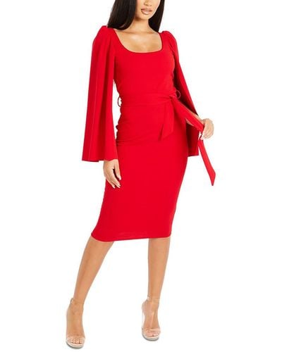 Quiz Juniors Belted Knee Cocktail And Party Dress - Red
