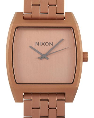 Nixon Time Tracker Matte Copper/gunmetal 37mm Stainless Steel Watch A1245-3165 - Pink
