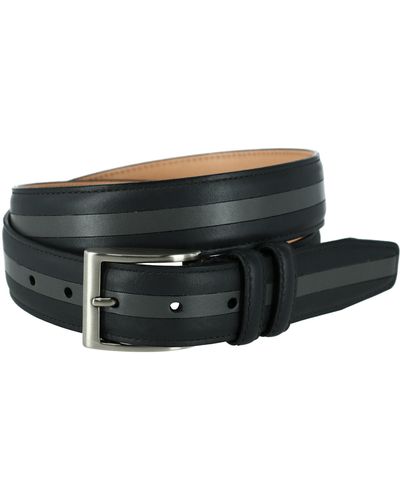 CrookhornDavis The Slate Italian Calfskin Two Tone Inlay Golf Leather Belt - Black