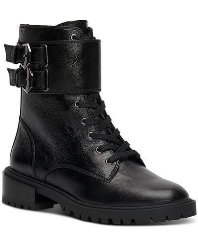 Vince Camuto Fawdry Suede Buckle Combat & Lace-up Boots - Black