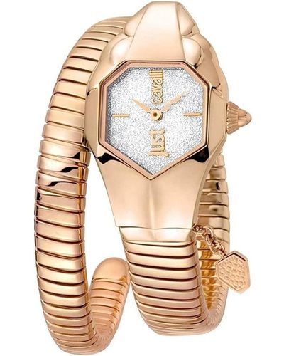 Just Cavalli Septagon Silver Dial Watch - Natural