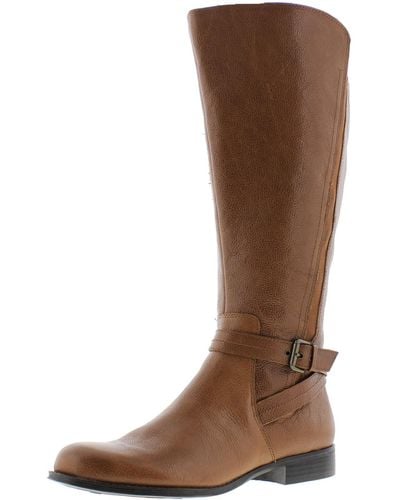 Naturalizer Jelina Wide Calf Leather Riding Boots - Brown