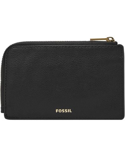 Fossil Jori Leather Zip Card Case - Black
