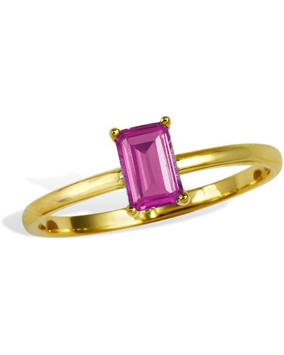 Savvy Cie Jewels 18k Gold Vemeil Birthstone Ring - Pink