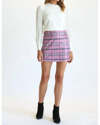 Fate Multi Colored Plaid Sequin Mini Skirt