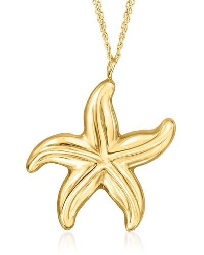 Ross-Simons Italian 18kt Gold Over Sterling -strand Starfish Pendant Necklace - Metallic