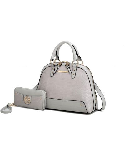 MKF Collection by Mia K Nora Premium Croco Satchel Handbag - Gray