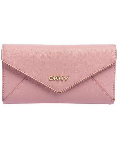 DKNY Saffiano Leather Envelope Flap Wallet - Pink
