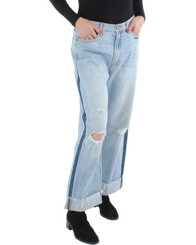 Hidden Jeans Denim Cuffed Wide Leg Jeans - Blue