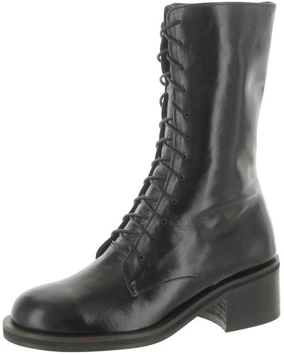 Reike Nen Rn4sho46 Faux Leather Combat Mid-calf Boots - Black
