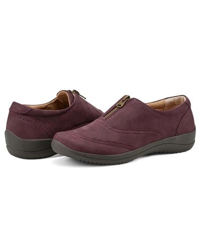 Earth Fannie Round Toe Casual Leather Slip-on Flats - Purple