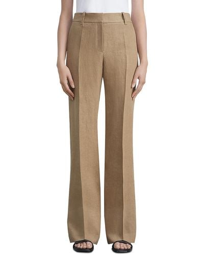 Lafayette 148 New York High Rise Business Wide Leg Pants - Natural