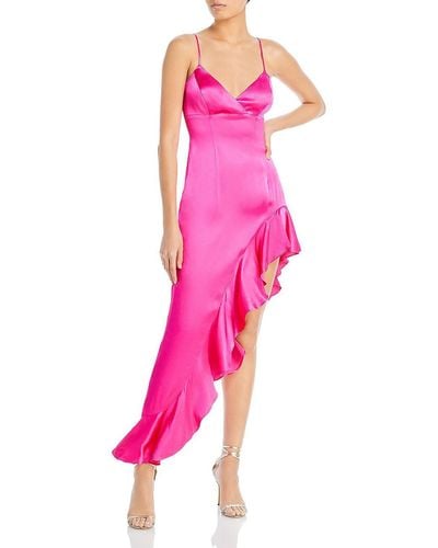 Bardot Ruffled Hi-low Evening Dress - Pink